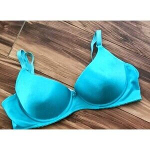 Vintage Bestform Bra Size 38C  Blue Underwire Padded Push Up Satin Style 6502